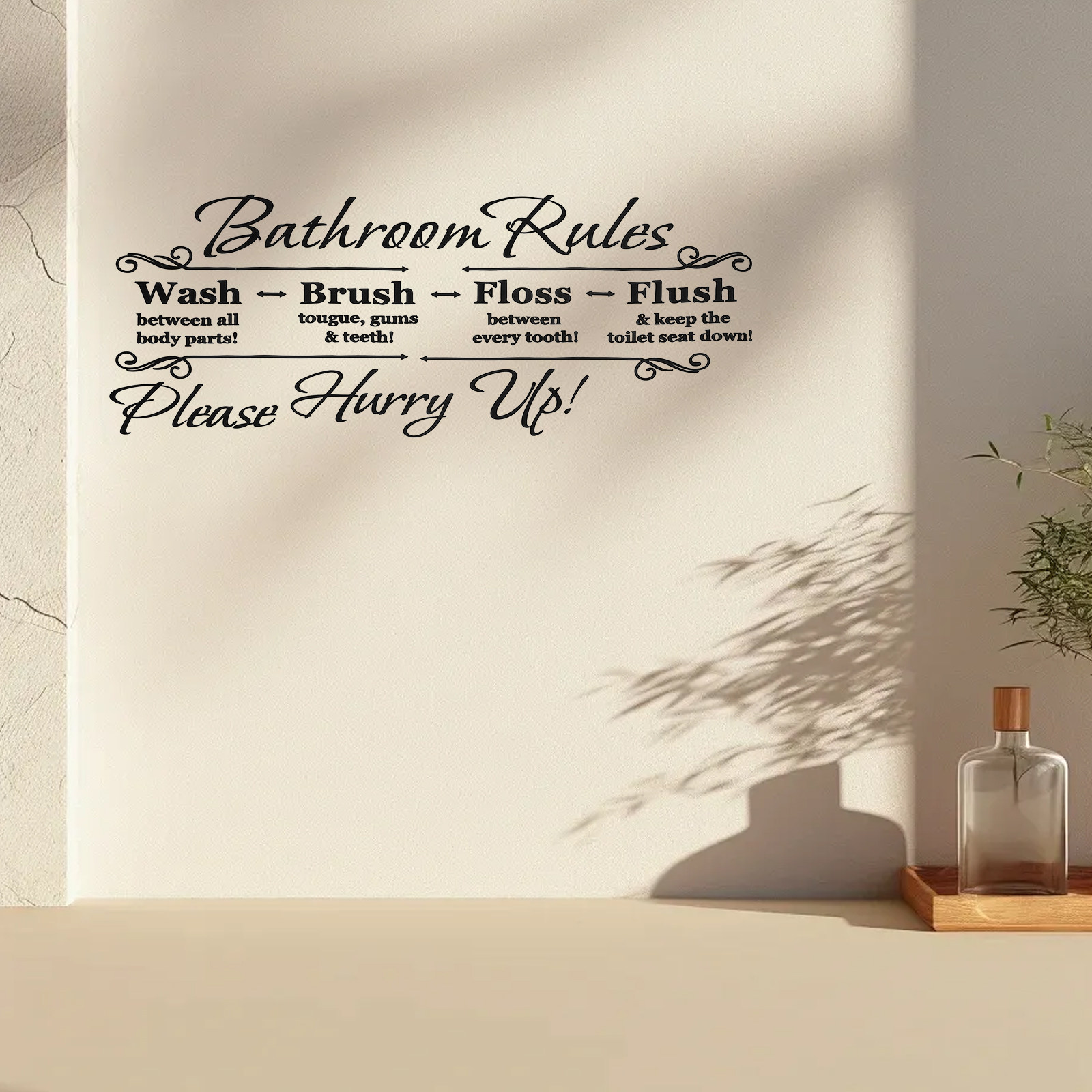 Home Bathroom Rules - Bathroom Rules Wall Sticker Removable Self-Adhesive