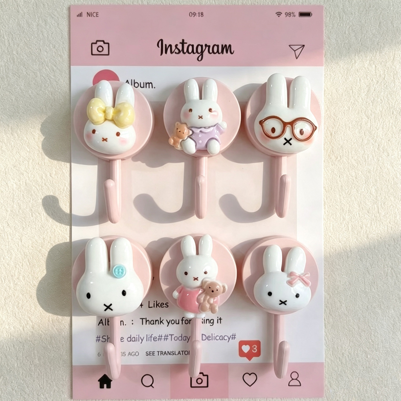 Home Edit Bathroom Organizer - Cute Miffy Self Adhesive Hook No
