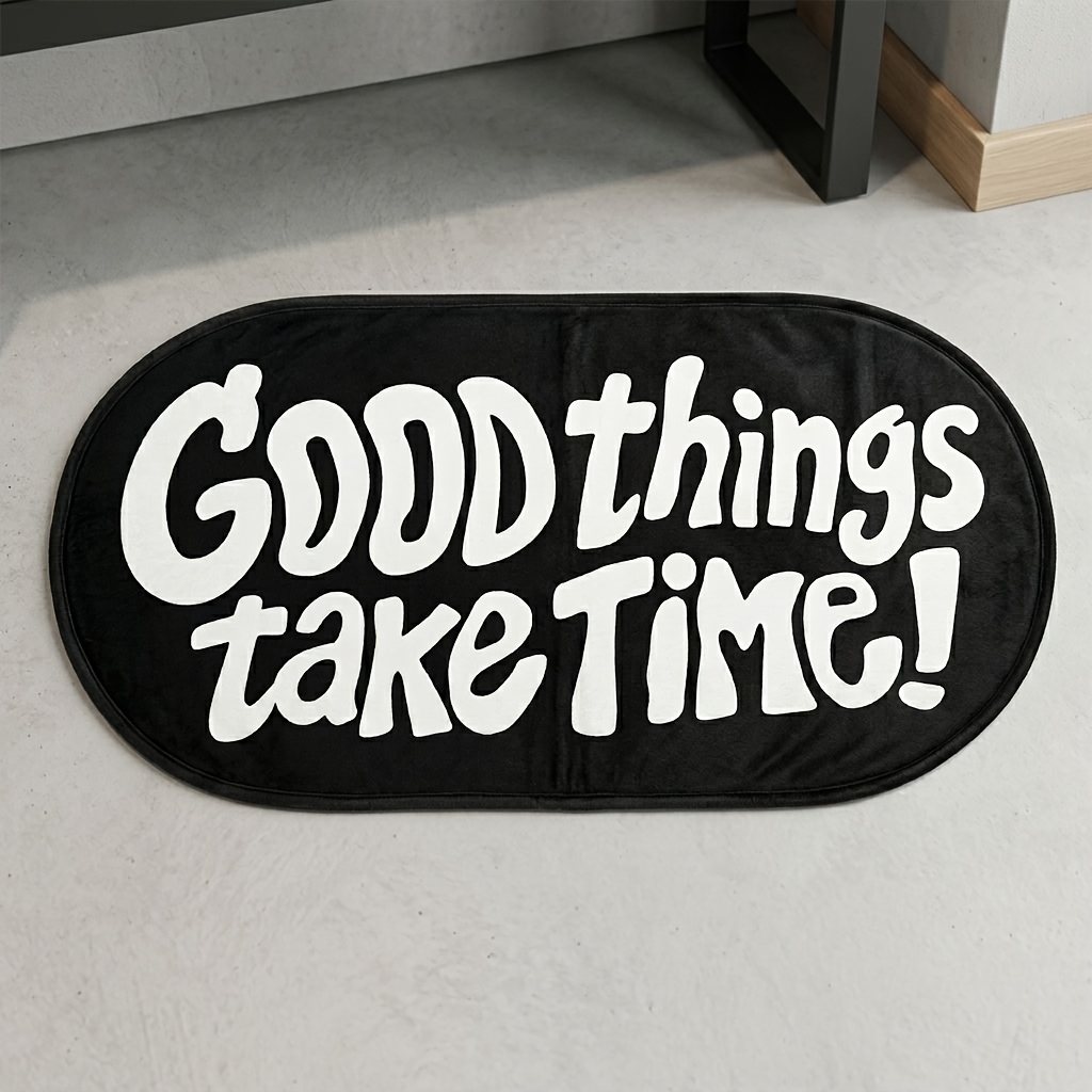 Home Goods Bathroom Rugs - VIKAMA Good Things Carpet Black Oval