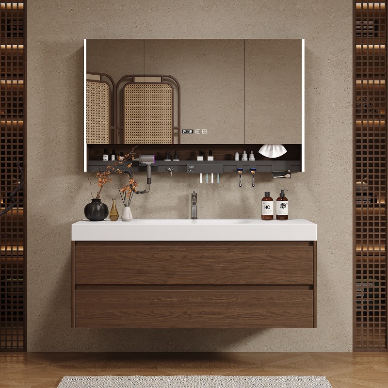 Home Bathroom Vanity Combo - Wooden Partitions Bathroom Cabinet Luxury Modern