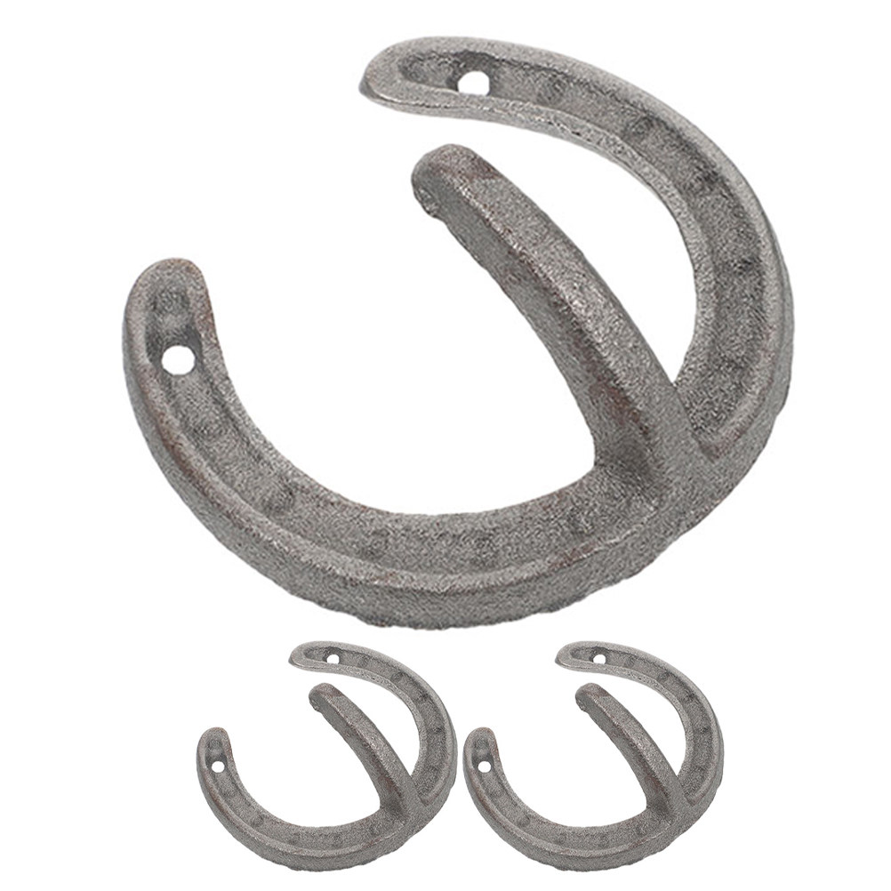 Home Bathroom Towels - 3Pcs Horseshoe Shape Wall Hook Iron
