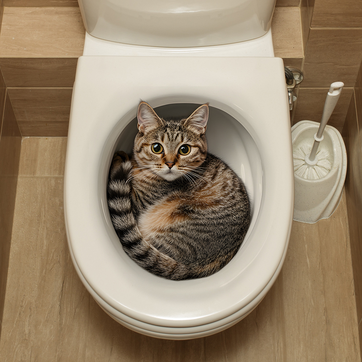 Home Center Bathroom Accessories - 3D Funny Cat Toilet Sticker Bathroom