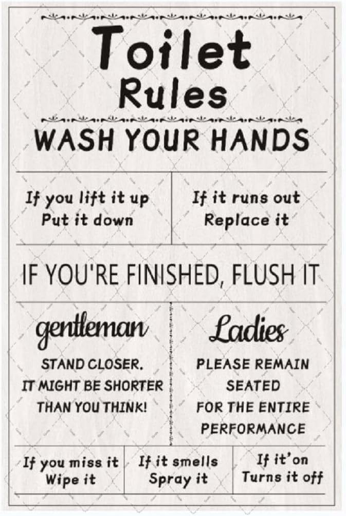 Cusde Toilet Rules Metal Tin S - огляд і ціна Home Bathroom Rules