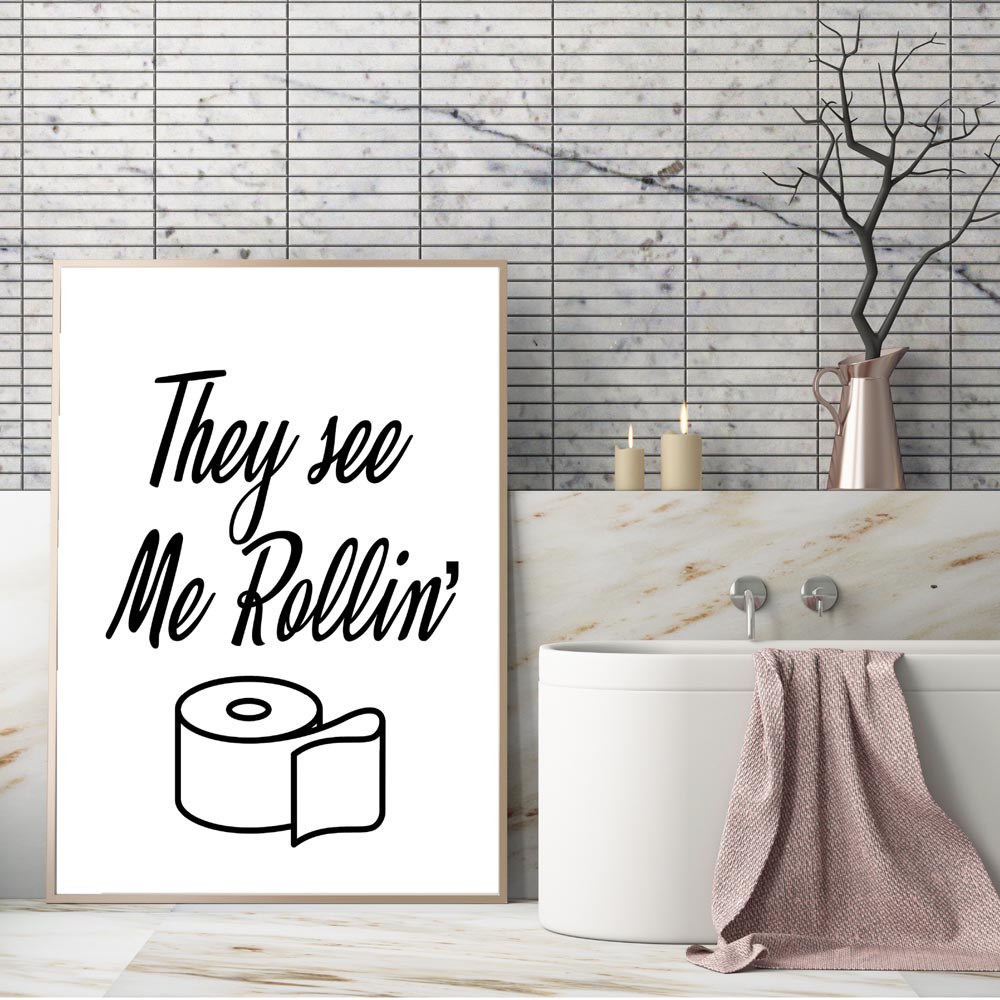 Wall Art Canvas Painting Funny - огляд і ціна Home Bathroom Rules