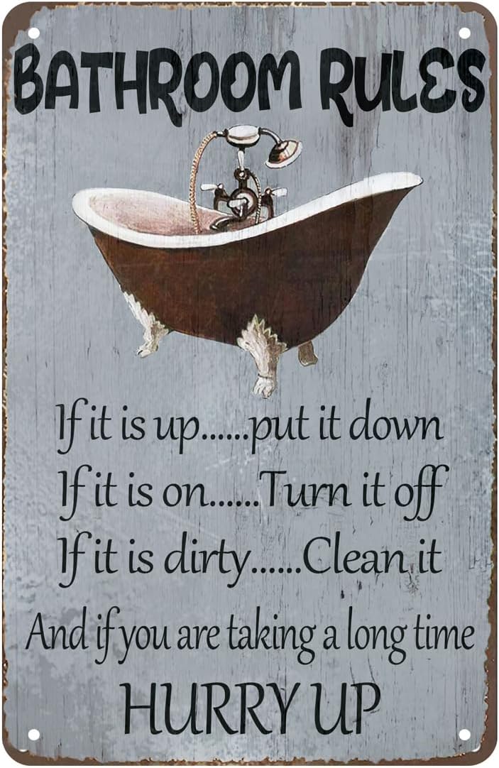 Bathroom Rules Sign Funny Retr - огляд і ціна Home Bathroom Rules