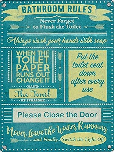 Vintage Style Metal Wall Sign  - огляд і ціна Home Bathroom Rules