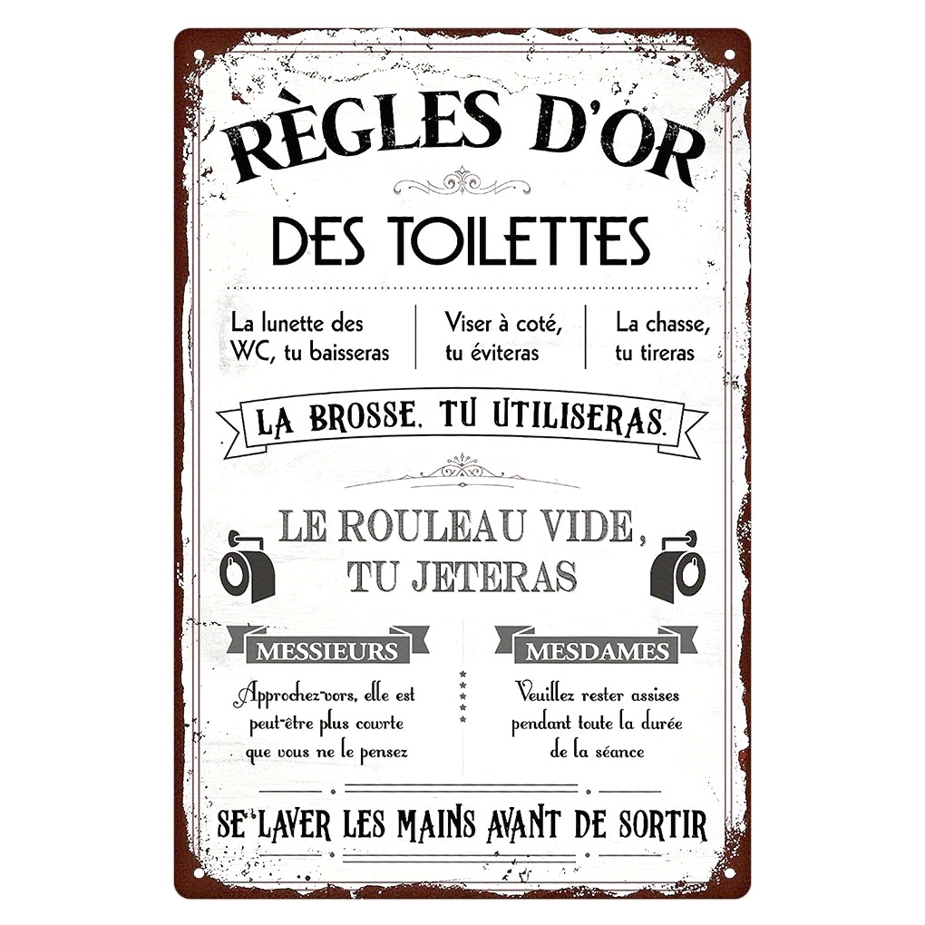 Funny French Quote Metal Toile - огляд і ціна Home Bathroom Rules